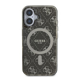 Apple iPhone 16 Pro Max Kılıf Guess Orjinal Lisanslı M-safe Şarj Özellikli IML Baskılı Klasik Logolu 4G Desenli Kapak
