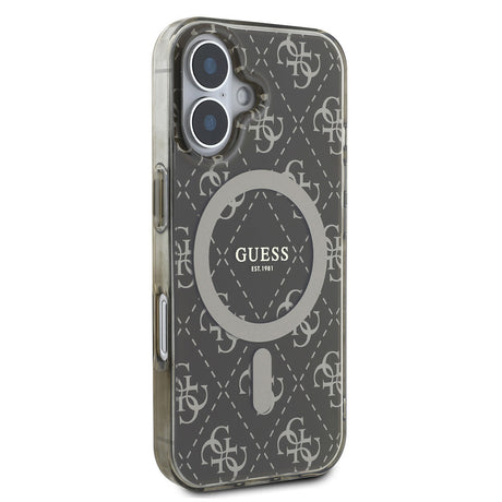 Apple iPhone 16 Pro Max Kılıf Guess Orjinal Lisanslı M-safe Şarj Özellikli IML Baskılı Klasik Logolu 4G Desenli Kapak