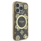 Apple iPhone 16 Pro Max Kılıf Guess Orjinal Lisanslı M-safe Şarj Özellikli IML Peony ve 4G Desenli Klasik Logolu Kapak