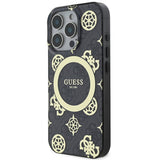 Apple iPhone 16 Pro Max Kılıf Guess Orjinal Lisanslı M-safe Şarj Özellikli IML Peony ve 4G Desenli Klasik Logolu Kapak
