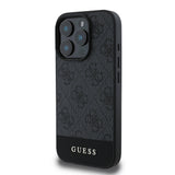 Apple iPhone 16 Pro Max Kılıf Guess Orjinal Lisanslı M-safe Şarj Özellikli PU Deri Şerit Logo Dizaynlı Kapak