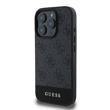 Apple iPhone 16 Pro Max Kılıf Guess Orjinal Lisanslı M-safe Şarj Özellikli PU Deri Şerit Logo Dizaynlı Kapak