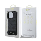 Apple iPhone 16 Pro Max Kılıf Guess Orjinal Lisanslı M-safe Şarj Özellikli PU Deri Şerit Logo Dizaynlı Kapak
