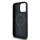 Apple iPhone 16 Pro Max Kılıf Guess Orjinal Lisanslı M-safe Şarj Özellikli PU Üçgen Logo 4G Desenli Kapak