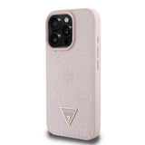 Apple iPhone 16 Pro Max Kılıf Guess Orjinal Lisanslı M-safe Şarj Özellikli Sıcak Baskılı Üçgen Logolu PU Deri Peony Kapak