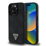 Apple iPhone 16 Pro Max Kılıf Guess Orjinal Lisanslı M-safe Şarj Özellikli Sıcak Baskılı Üçgen Logolu PU Deri Peony Kapak