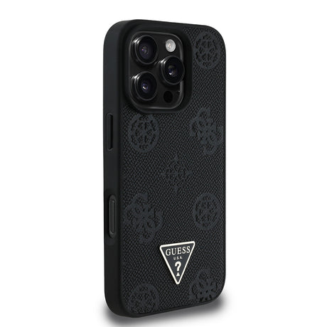 Apple iPhone 16 Pro Max Kılıf Guess Orjinal Lisanslı M-safe Şarj Özellikli Sıcak Baskılı Üçgen Logolu PU Deri Peony Kapak