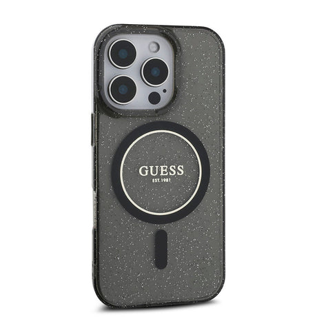 Apple iPhone 16 Pro Max Kılıf Guess Orjinal Lisanslı M-safe Şarj Özellikli Simli Silikon İnci Bileklikli Kapak
