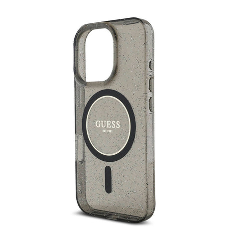 Apple iPhone 16 Pro Max Kılıf Guess Orjinal Lisanslı M-safe Şarj Özellikli Simli Silikon İnci Bileklikli Kapak