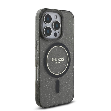 Apple iPhone 16 Pro Max Kılıf Guess Orjinal Lisanslı M-safe Şarj Özellikli Simli Silikon İnci Bileklikli Kapak