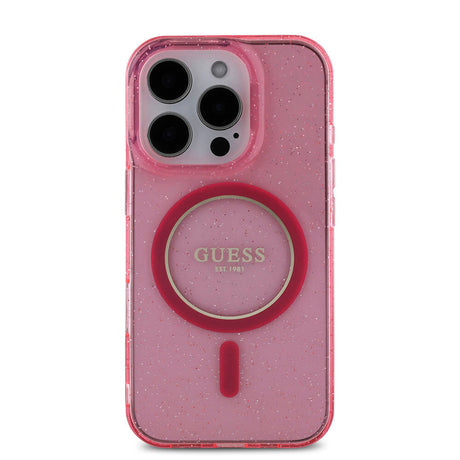 Apple iPhone 16 Pro Max Kılıf Guess Orjinal Lisanslı M-safe Şarj Özellikli Simli Silikon İnci Bileklikli Kapak