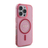 Apple iPhone 16 Pro Max Kılıf Guess Orjinal Lisanslı M-safe Şarj Özellikli Simli Silikon İnci Bileklikli Kapak
