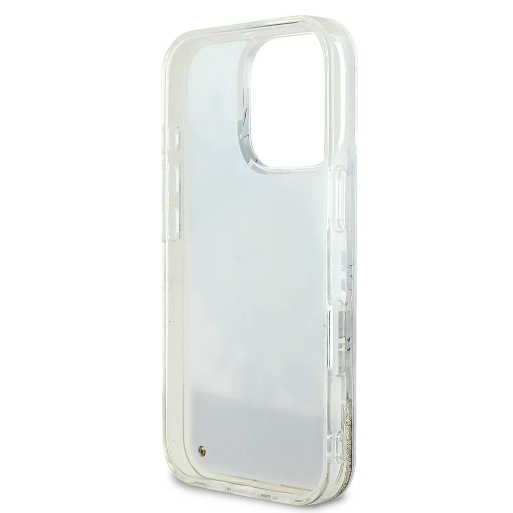 Apple iPhone 16 Pro Max Kılıf Guess Orjinal Lisanslı M-safe Şarj Özellikli Sıvılı Simli Çiçek Desenli Kapak