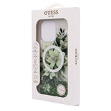 Apple iPhone 16 Pro Max Kılıf Guess Orjinal Lisanslı M-safe Şarj Özellikli Sıvılı Simli Çiçek Desenli Kapak