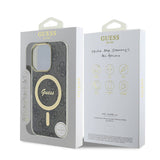 Apple iPhone 16 Pro Max Kılıf Guess Orjinal Lisanslı M-safe Şarj Özellikli Yazı Logolu 4G Desenli Kapak