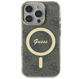 Apple iPhone 16 Pro Max Kılıf Guess Orjinal Lisanslı M-safe Şarj Özellikli Yazı Logolu 4G Desenli Kapak