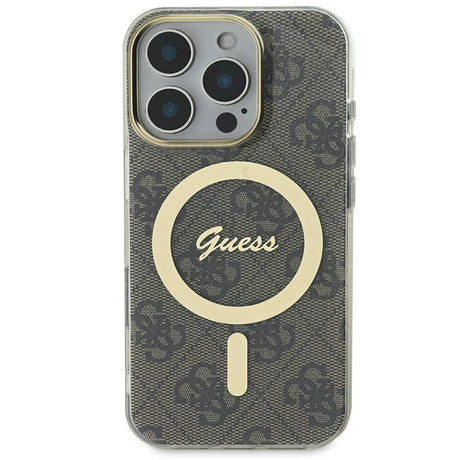 Apple iPhone 16 Pro Max Kılıf Guess Orjinal Lisanslı M-safe Şarj Özellikli Yazı Logolu 4G Desenli Kapak