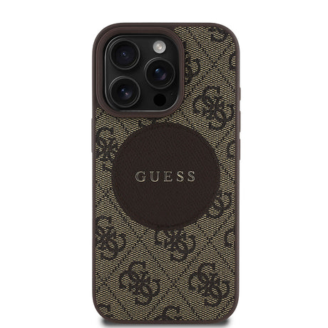 Apple iPhone 16 Pro Max Kılıf Guess Orjinal Lisanslı M-safe Şarj Özellikli Yazı Logolu Circle Classic Kapak