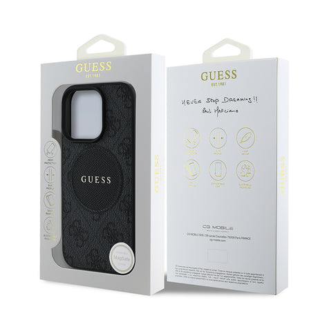 Apple iPhone 16 Pro Max Kılıf Guess Orjinal Lisanslı M-safe Şarj Özellikli Yazı Logolu Circle Classic Kapak