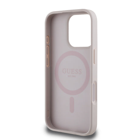 Apple iPhone 16 Pro Max Kılıf Guess Orjinal Lisanslı M-safe Şarj Özellikli Yazı Logolu Circle Classic Kapak