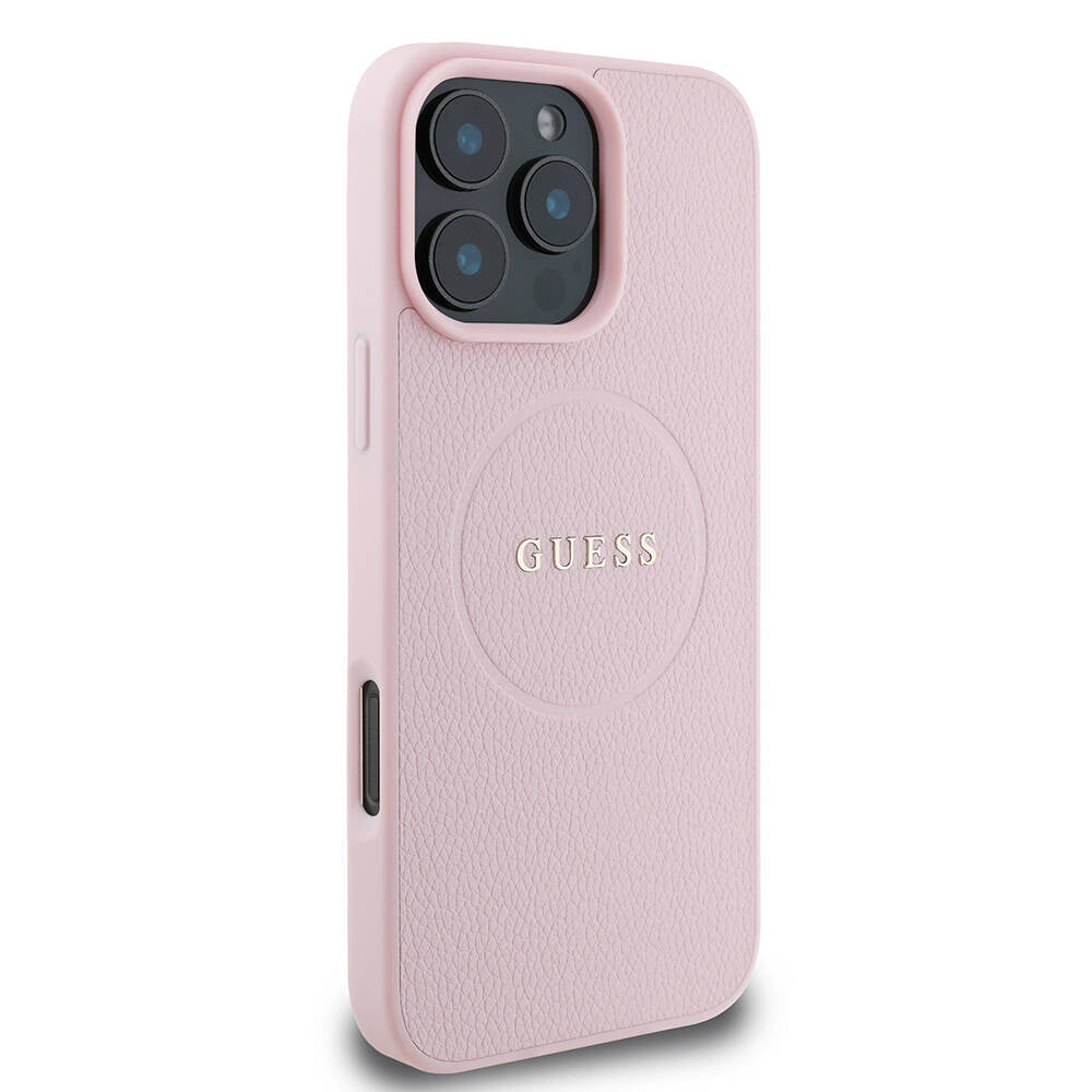Apple iPhone 16 Pro Max Kılıf Guess Orjinal Lisanslı M-safe Şarj Özellikli Yazı Logolu Grained Kapak