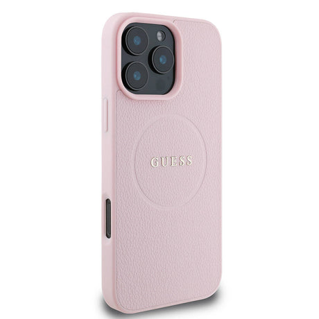 Apple iPhone 16 Pro Max Kılıf Guess Orjinal Lisanslı M-safe Şarj Özellikli Yazı Logolu Grained Kapak