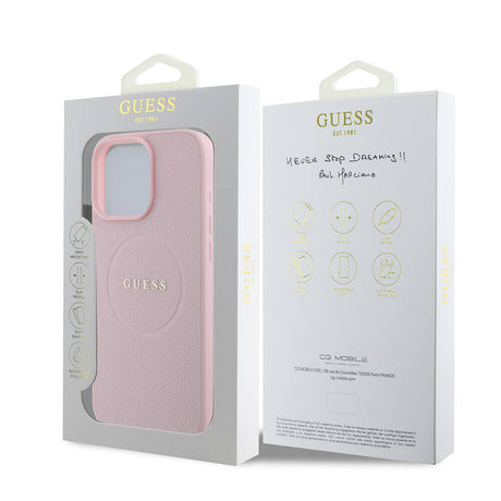 Apple iPhone 16 Pro Max Kılıf Guess Orjinal Lisanslı M-safe Şarj Özellikli Yazı Logolu Grained Kapak