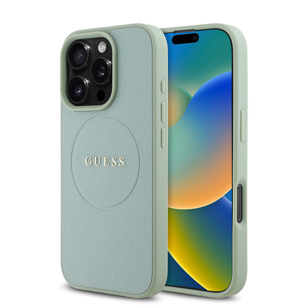 Apple iPhone 16 Pro Max Kılıf Guess Orjinal Lisanslı M-safe Şarj Özellikli Yazı Logolu Grained Kapak