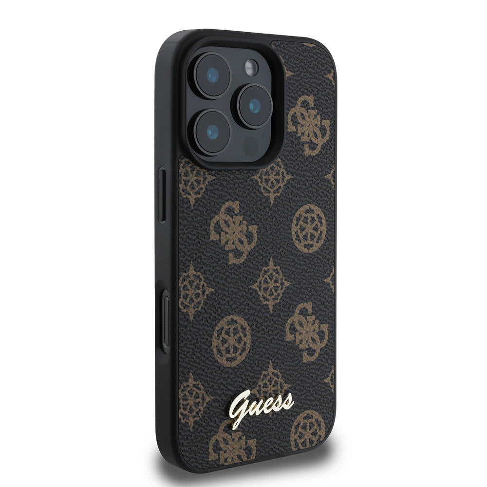 Apple iPhone 16 Pro Max Kılıf Guess Orjinal Lisanslı M-safe Şarj Özellikli Yazı Logolu Peony Kapak
