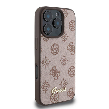 Apple iPhone 16 Pro Max Kılıf Guess Orjinal Lisanslı M-safe Şarj Özellikli Yazı Logolu Peony Kapak