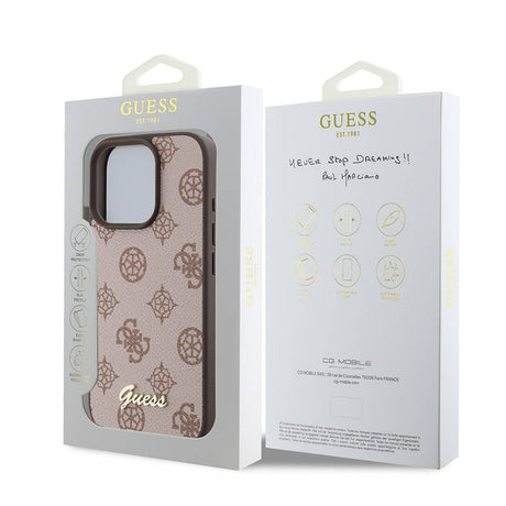 Apple iPhone 16 Pro Max Kılıf Guess Orjinal Lisanslı M-safe Şarj Özellikli Yazı Logolu Peony Kapak