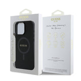 Apple iPhone 16 Pro Max Kılıf Guess Orjinal Lisanslı M-safe Şarj Özellikli Yazı Logolu Saffiano Classic Kapak