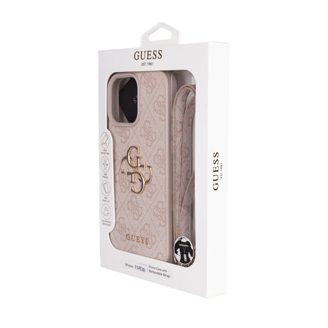 Apple iPhone 16 Pro Max Kılıf Guess Orjinal Lisanslı PU Deri 4G Büyük Metal Logolu Çapraz Vücut Askılı Kapak