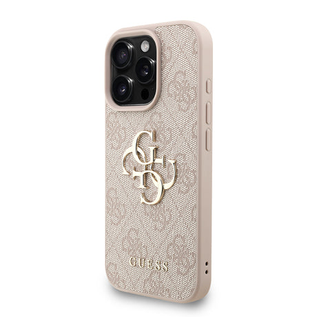 Apple iPhone 16 Pro Max Kılıf Guess Orjinal Lisanslı PU Deri Bilek Askı İpli Metal Büyük 4G ve Yazı Logolu Kapak