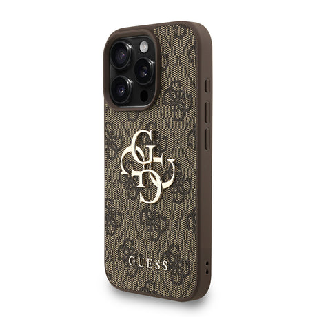 Apple iPhone 16 Pro Max Kılıf Guess Orjinal Lisanslı PU Deri Bilek Askı İpli Metal Büyük 4G ve Yazı Logolu Kapak