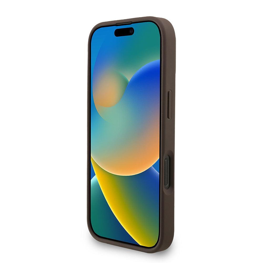 Apple iPhone 16 Pro Max Kılıf Guess Orjinal Lisanslı PU Deri Bilek Askı İpli Metal Büyük 4G ve Yazı Logolu Kapak