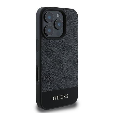Apple iPhone 16 Pro Max Kılıf Guess Orjinal Lisanslı PU Deri Şerit Logo Dizaynlı Kapak
