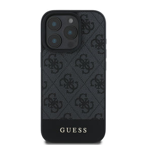 Apple iPhone 16 Pro Max Kılıf Guess Orjinal Lisanslı PU Deri Şerit Logo Dizaynlı Kapak
