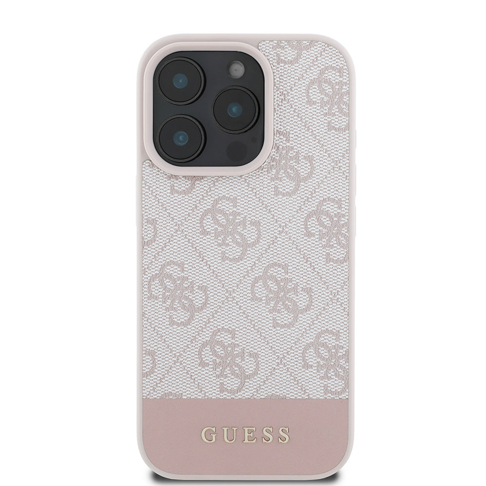 Apple iPhone 16 Pro Max Kılıf Guess Orjinal Lisanslı PU Deri Şerit Logo Dizaynlı Kapak