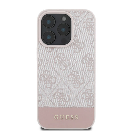 Apple iPhone 16 Pro Max Kılıf Guess Orjinal Lisanslı PU Deri Şerit Logo Dizaynlı Kapak