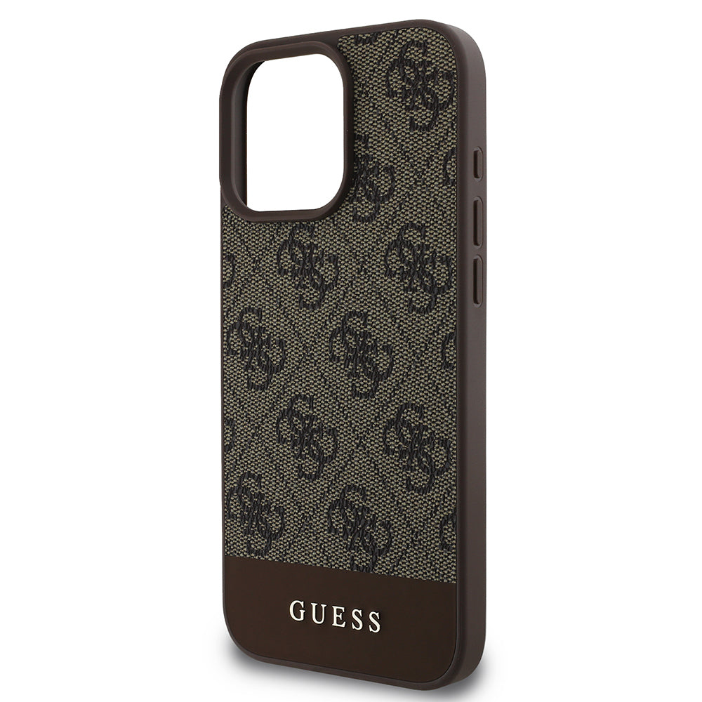 Apple iPhone 16 Pro Max Kılıf Guess Orjinal Lisanslı PU Deri Şerit Logo Dizaynlı Kapak