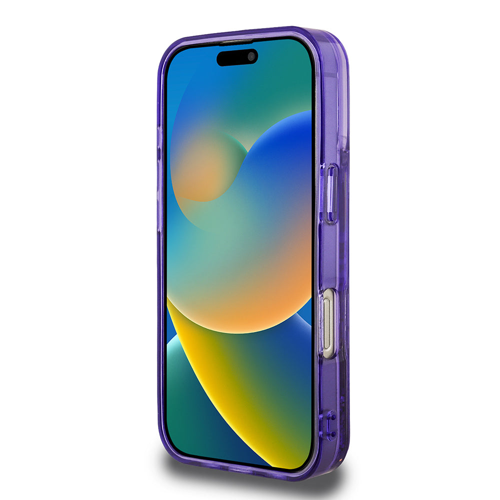 Apple iPhone 16 Pro Max Kılıf Guess Orjinal Lisanslı Transparan Sıvılı Simli Altın Çizgili Kapak