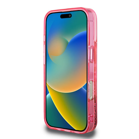 Apple iPhone 16 Pro Max Kılıf Guess Orjinal Lisanslı Transparan Sıvılı Simli Altın Çizgili Kapak