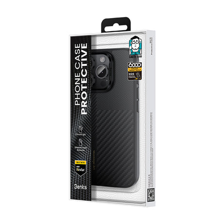 Apple iPhone 16 Pro Max Kılıf Karbon Fiber M-safe Şarj Özellikli Kamera Kontrol Butonlu Benks Hybrid ArmorPro Montage Kevlar Kapak