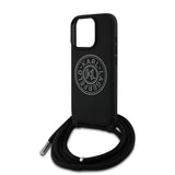 Apple iPhone 16 Pro Max Kılıf Karl Lagerfeld Orjinal Lisanslı Askı İpli Taşlı KL Yazılı Crossbody Cord Kapak