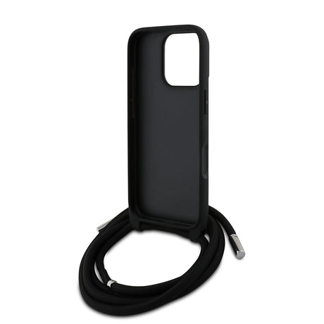 Apple iPhone 16 Pro Max Kılıf Karl Lagerfeld Orjinal Lisanslı Askı İpli Taşlı KL Yazılı Crossbody Cord Kapak