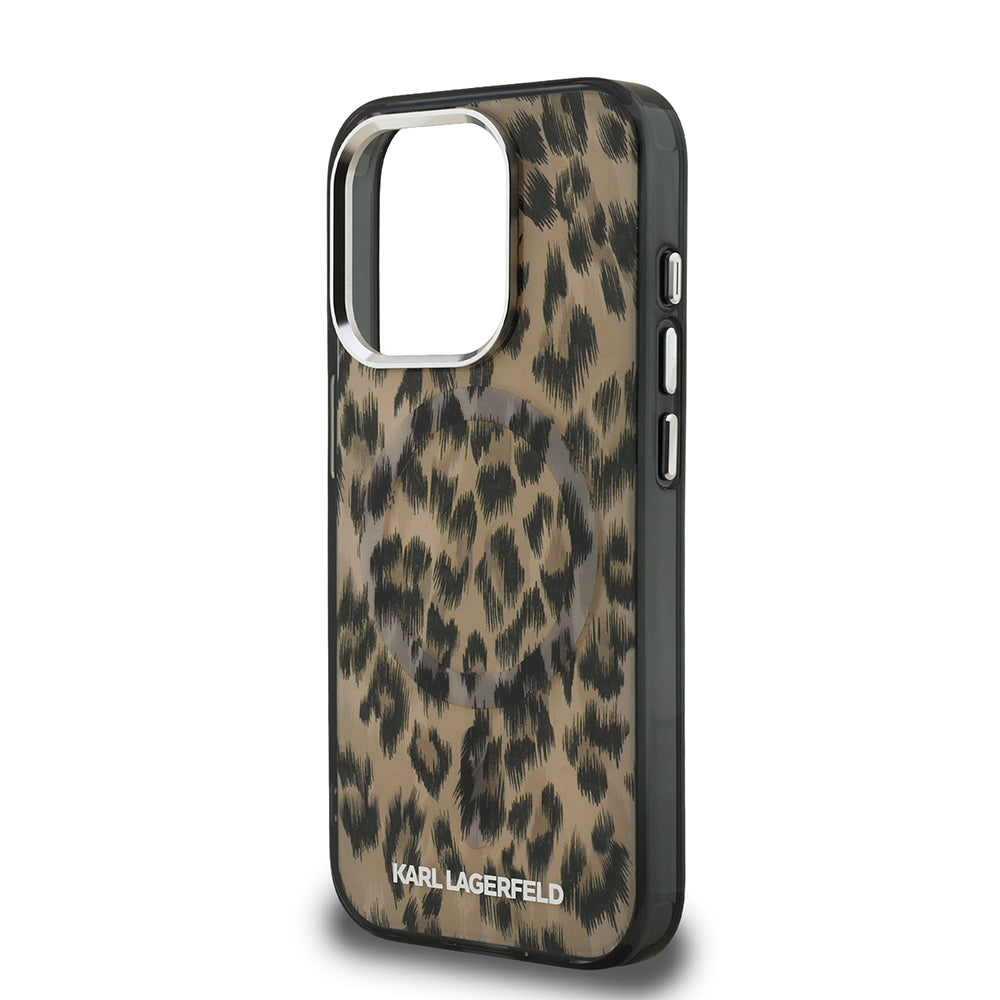 Apple iPhone 16 Pro Max Kılıf Karl Lagerfeld Orjinal Lisanslı IML Leopar Baskılı Kapak