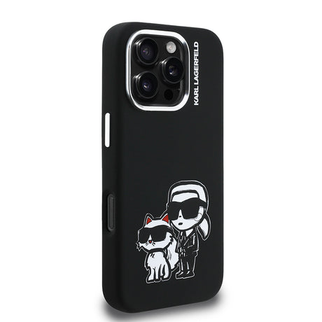 Apple iPhone 16 Pro Max Kılıf Karl Lagerfeld Orjinal Lisanslı Karl & Choupette Sketch Logo Sililkon Kapak