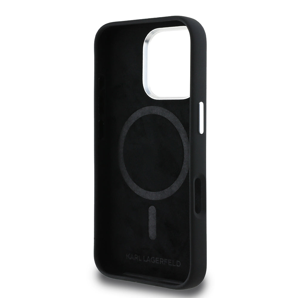 Apple iPhone 16 Pro Max Kılıf Karl Lagerfeld Orjinal Lisanslı Karl & Choupette Sketch Logo Sililkon Kapak