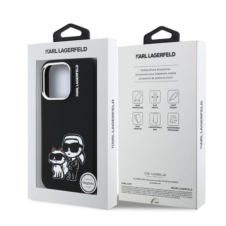 Apple iPhone 16 Pro Max Kılıf Karl Lagerfeld Orjinal Lisanslı Karl & Choupette Sketch Logo Sililkon Kapak